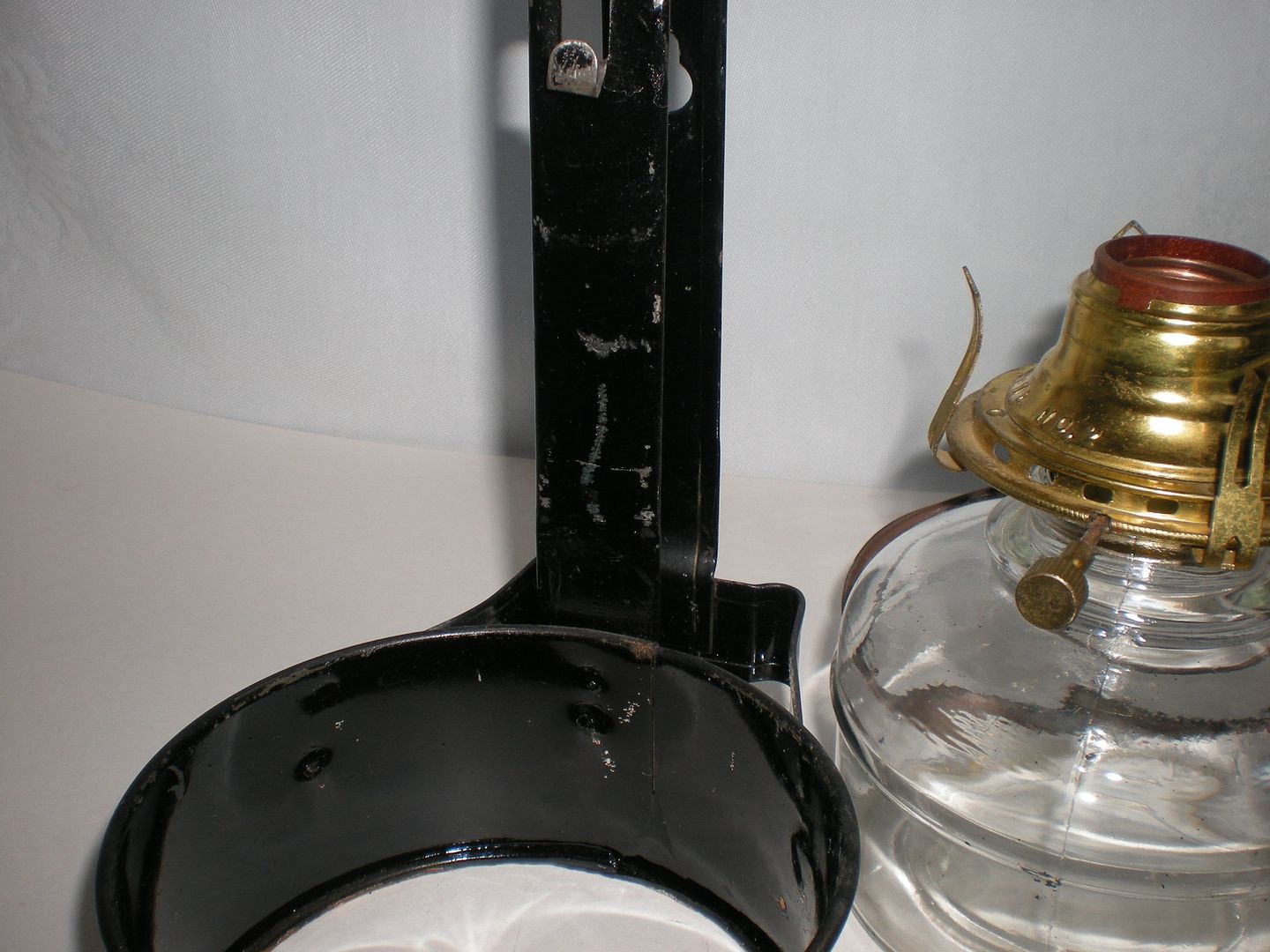 Vintage Glass Oil Lamp Converted Electric Wall Hanging Bracket Reflector Eagle Ebay